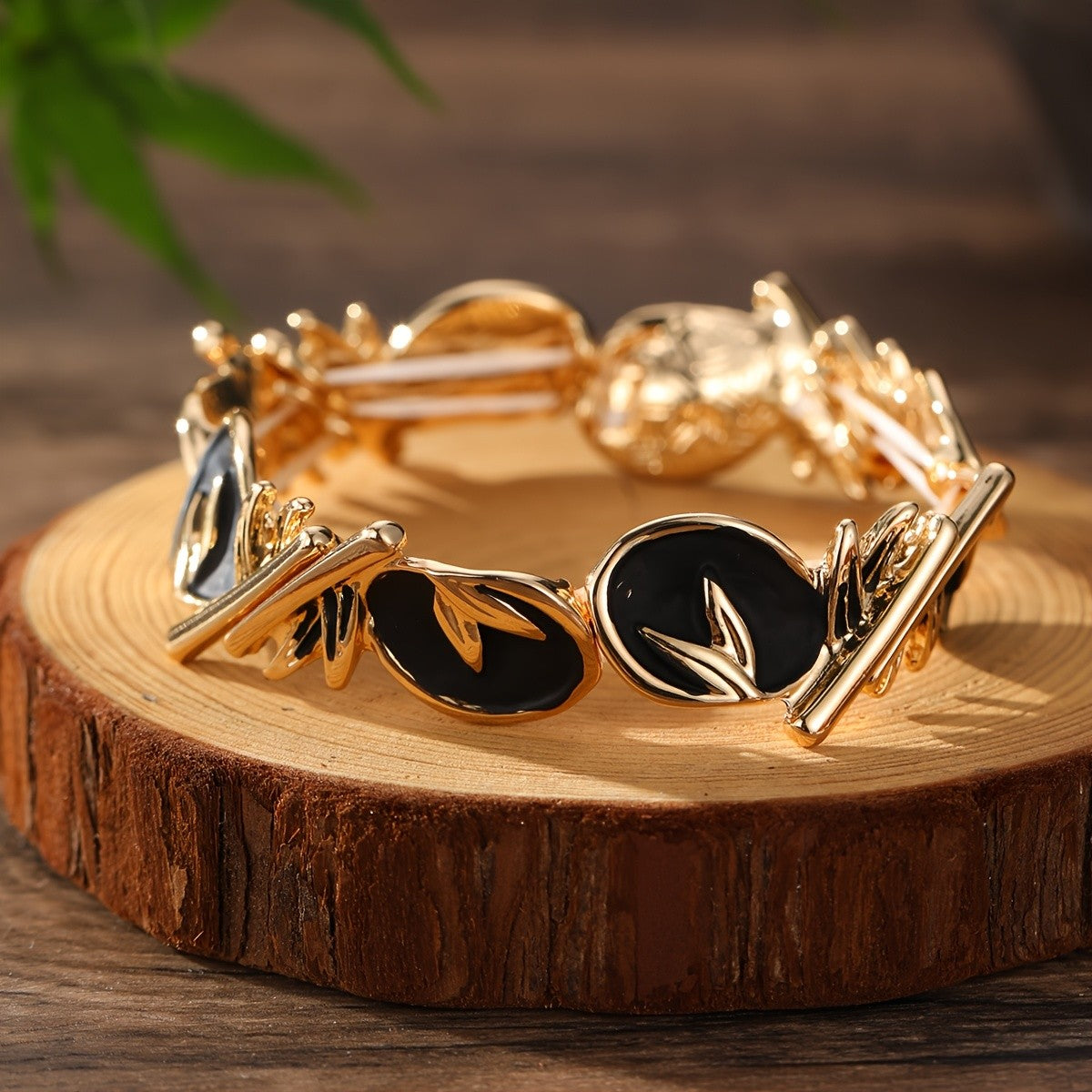 Boho Abstract Flower Enamel Bracelet