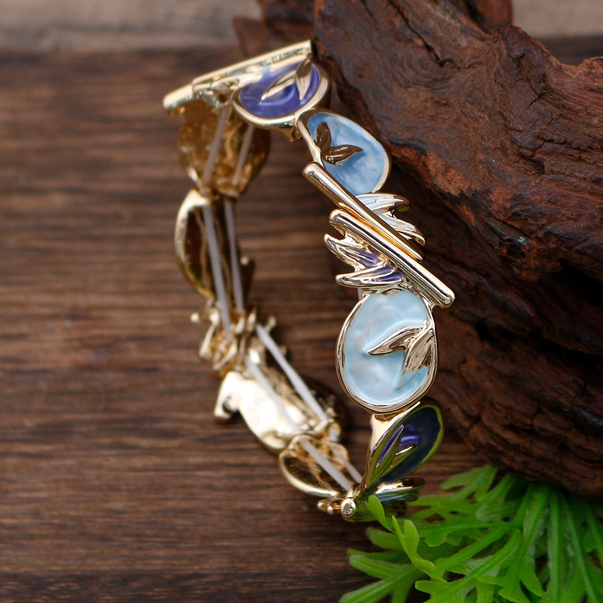 Boho Abstract Flower Enamel Bracelet