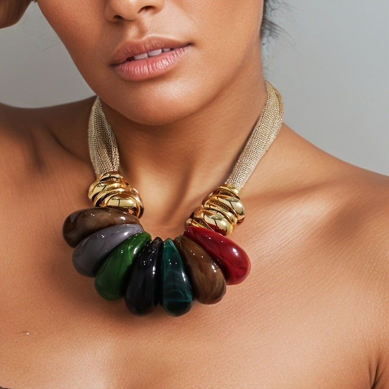 Classy Multicolor Stone Statement Necklace