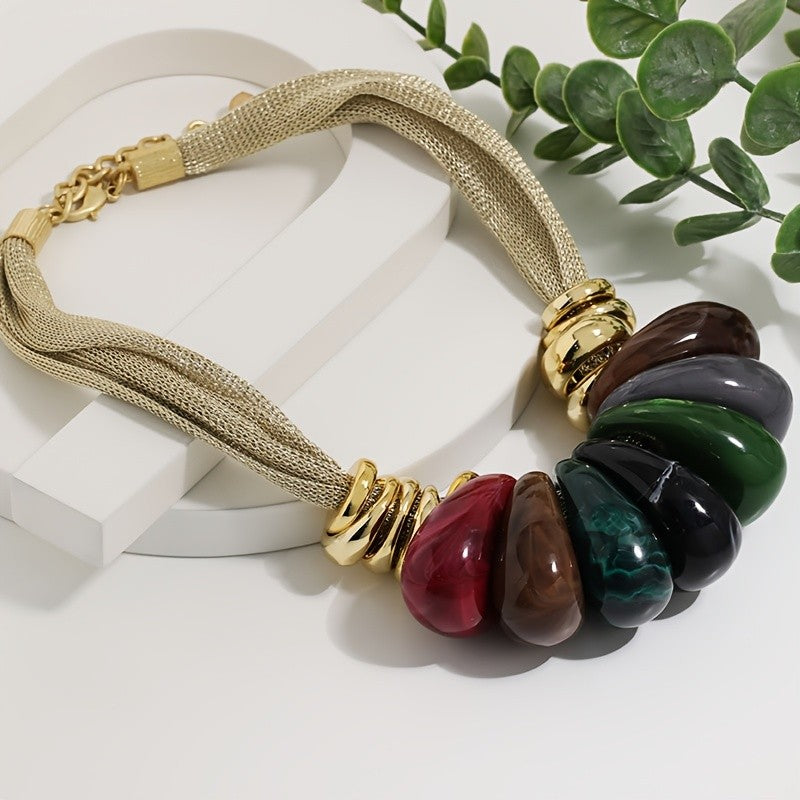 Classy Multicolor Stone Statement Necklace