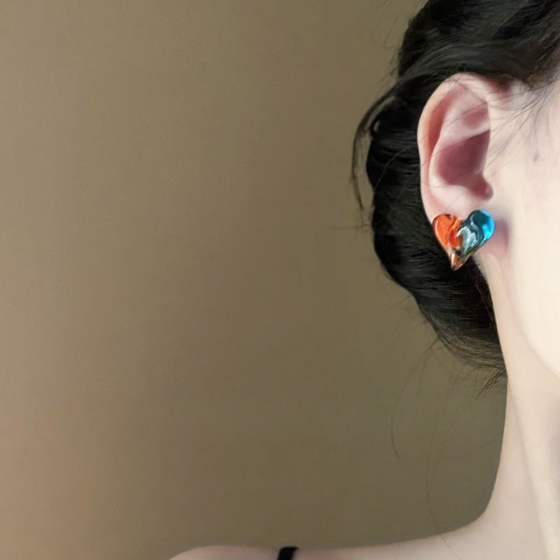 Boho Multicolor Resin Heart Earrings
