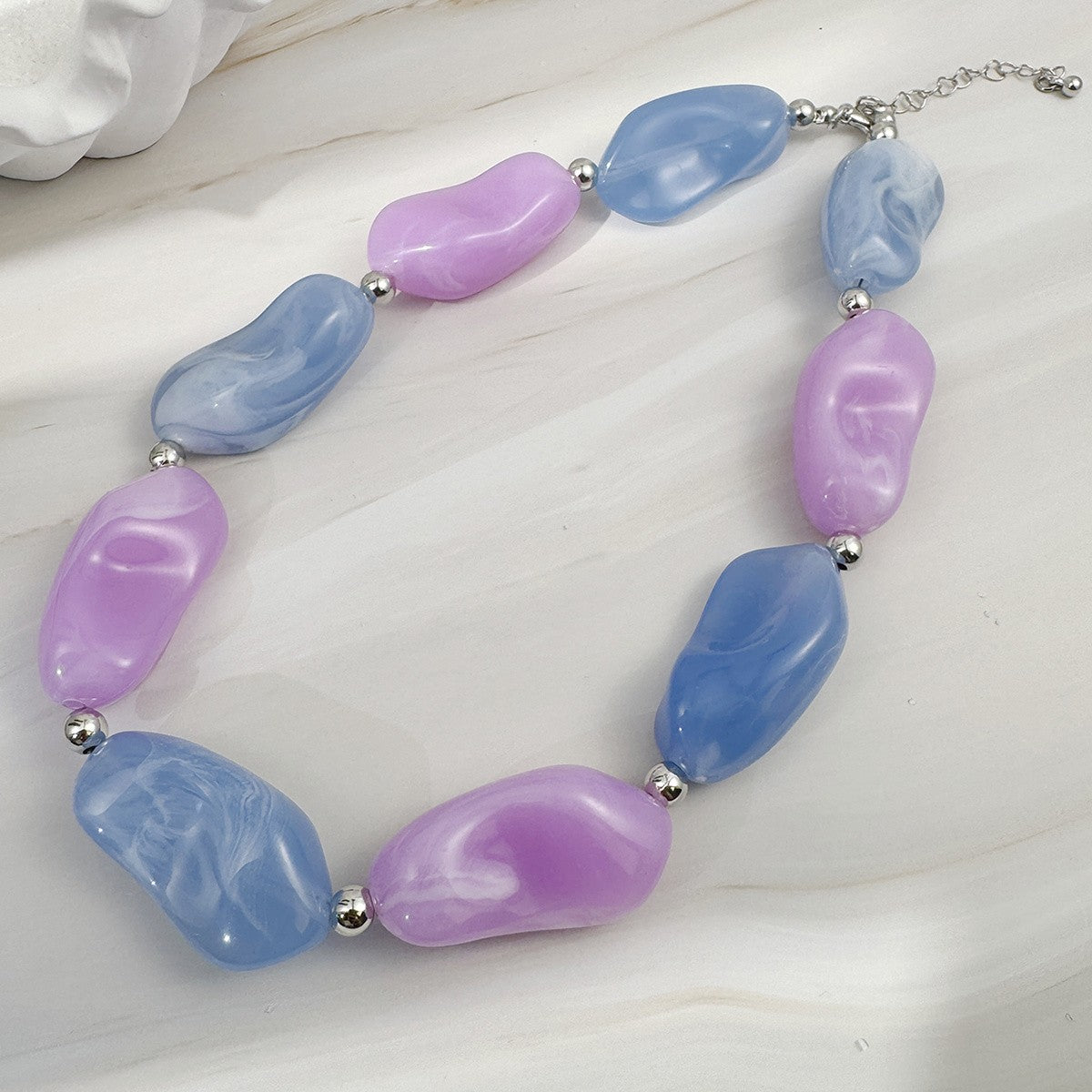 Boho Pastel Acrylic Bean Necklace