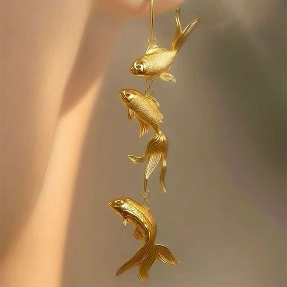 18k Vintage Koi Fish Earrings