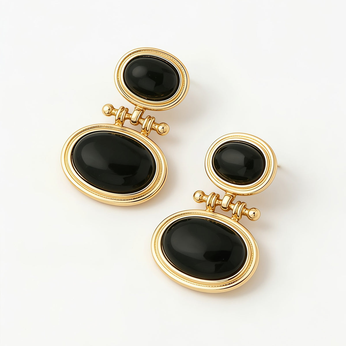 Classy Black Oval Drop Earrings