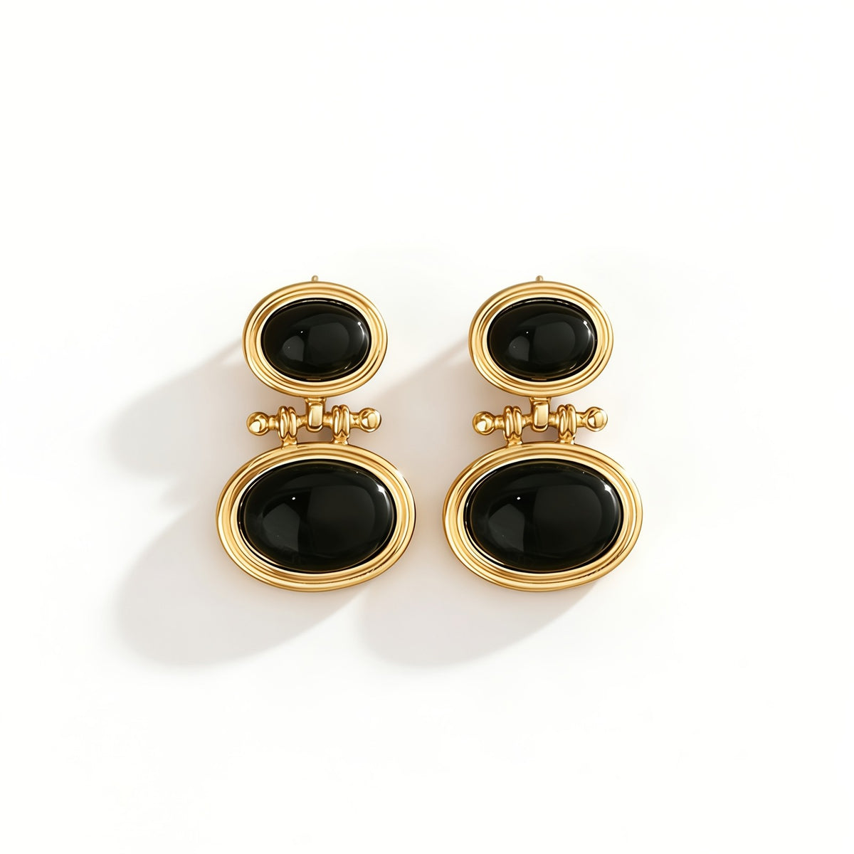 Classy Black Oval Drop Earrings