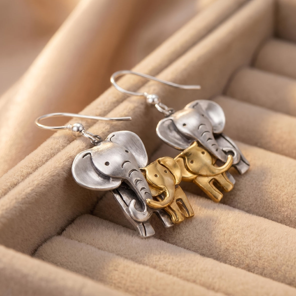 Elegant Two-Tone Elephant Earrings