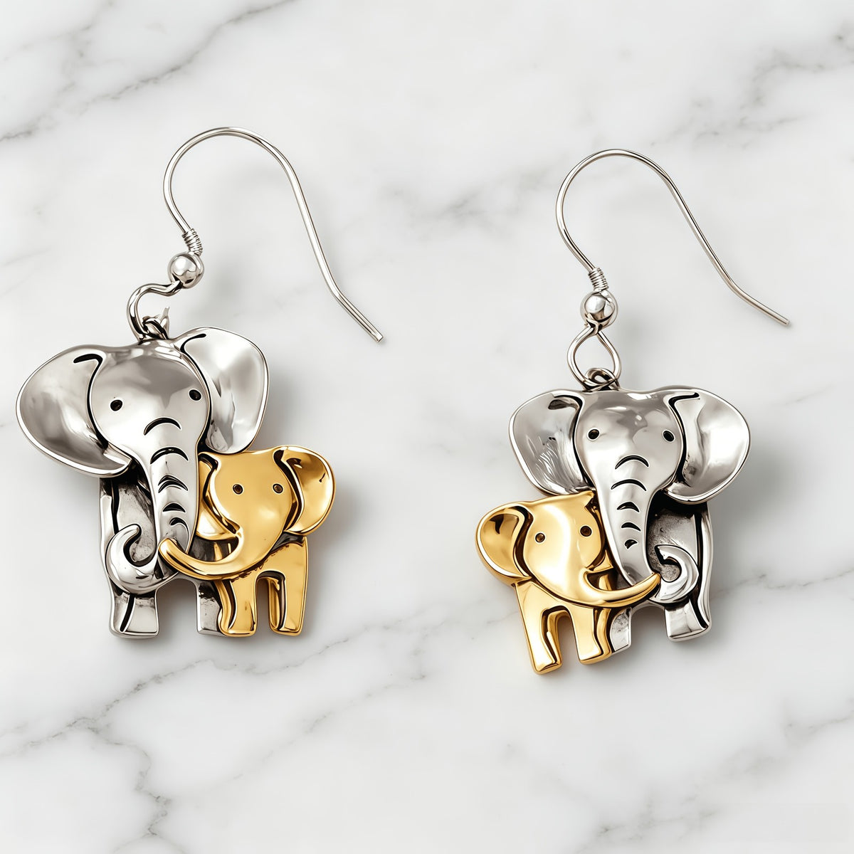 Elegant Two-Tone Elephant Earrings