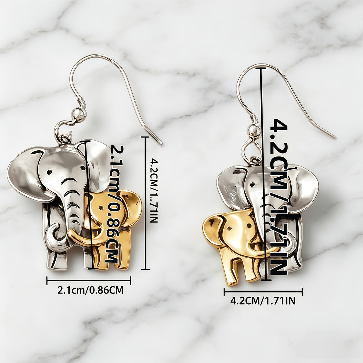 Elegant Two-Tone Elephant Earrings