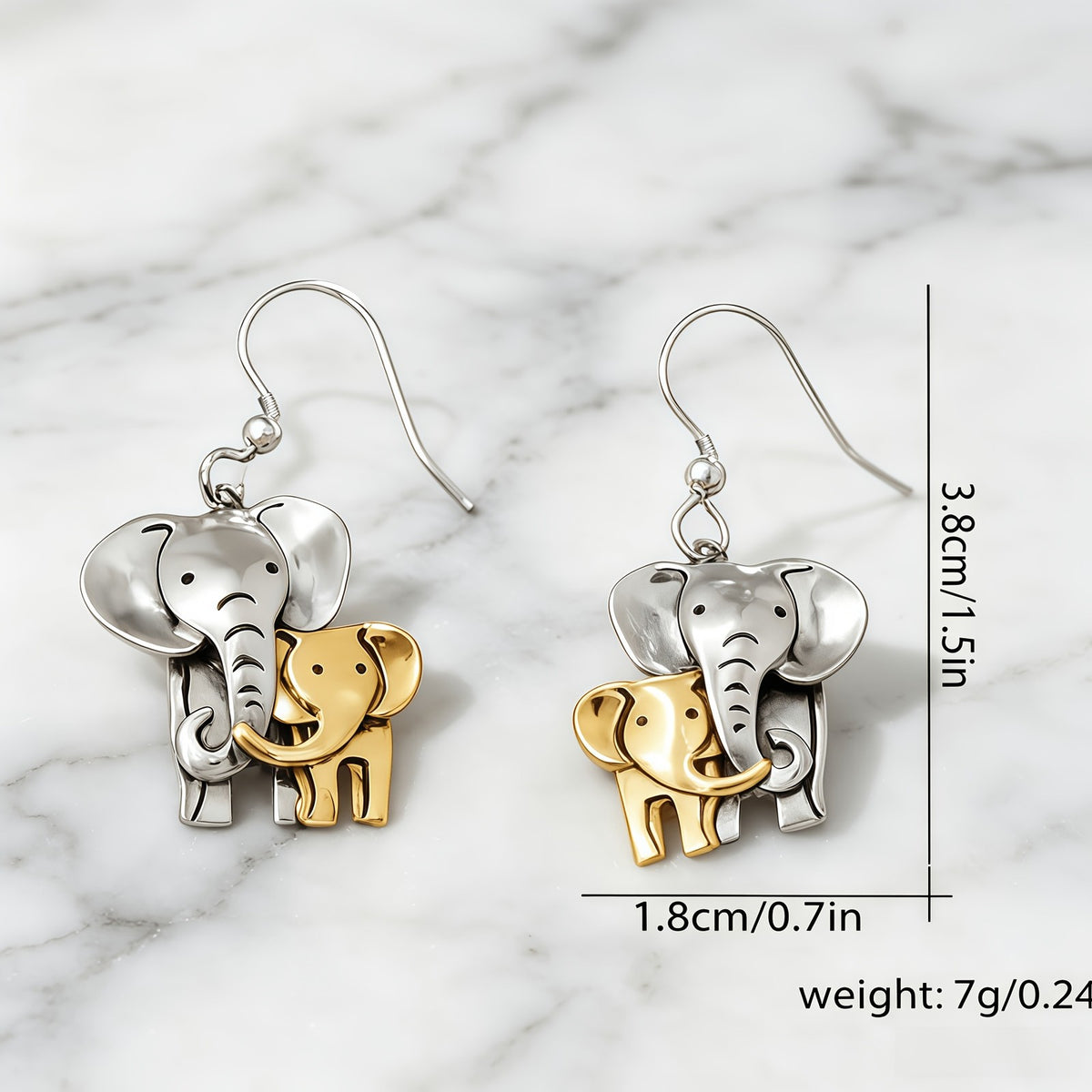 Elegant Two-Tone Elephant Earrings