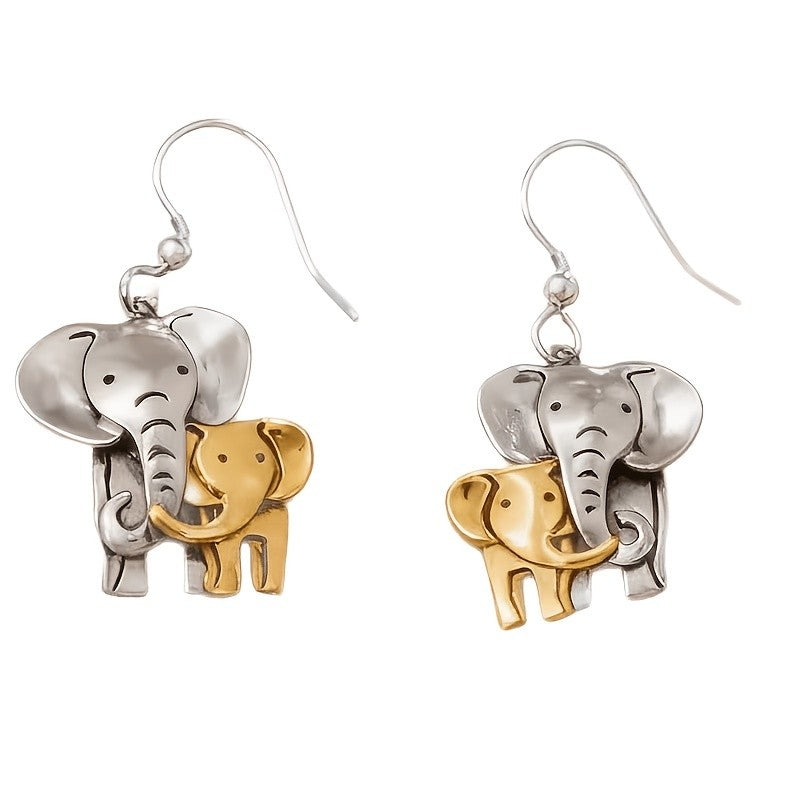 Elegant Two-Tone Elephant Earrings