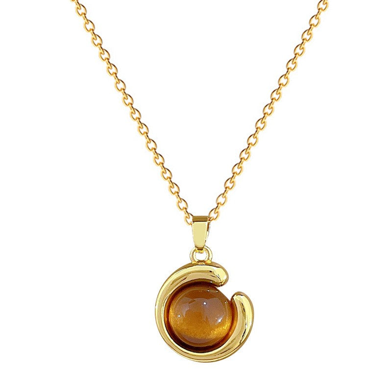 Elegant Amber Teardrop & Swirl Necklace Set