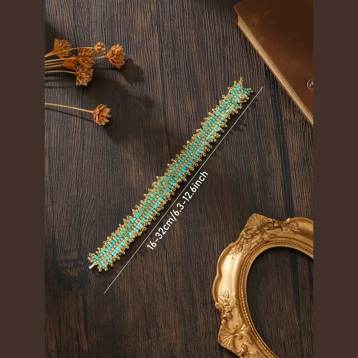 Boho Turquoise Lace-Edge Seed Bead Bracelet