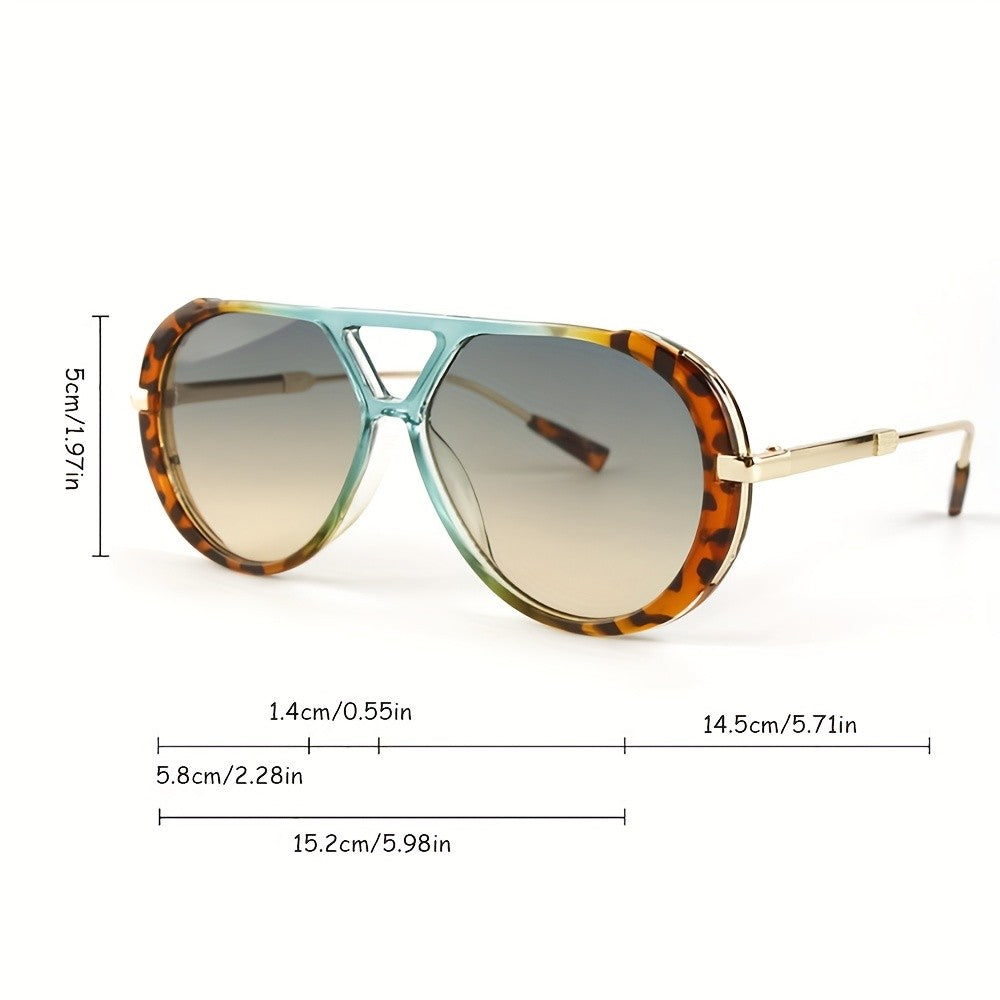 Retro Tortoise Double-Bridge Aviator Sunglasses