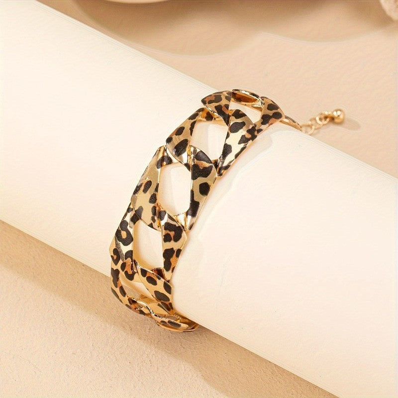Boho Leopard Print Link Anklet