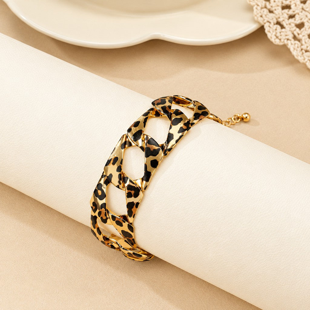 Boho Leopard Print Link Anklet