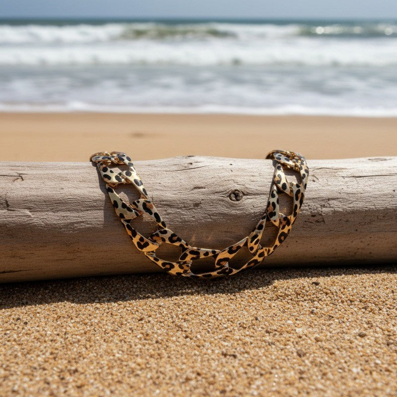 Boho Leopard Print Link Anklet