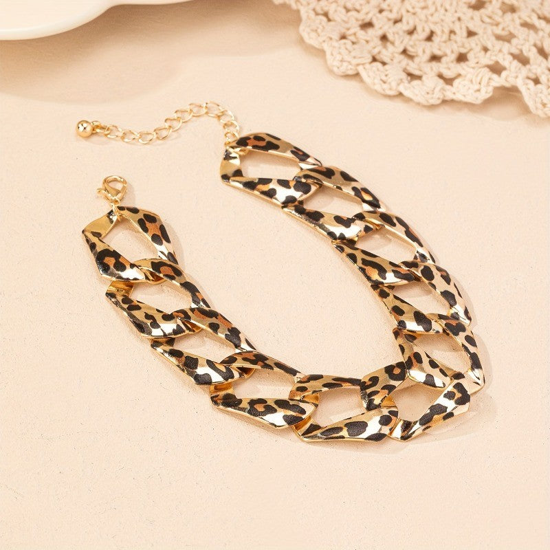 Boho Leopard Print Link Anklet
