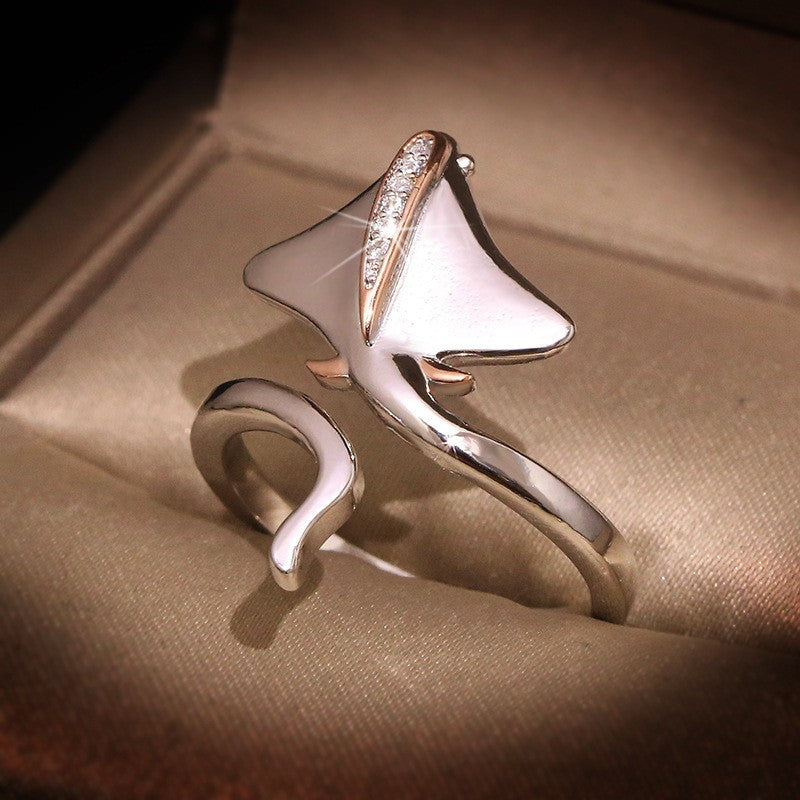 14k Elegant Manta Ray Open Ring