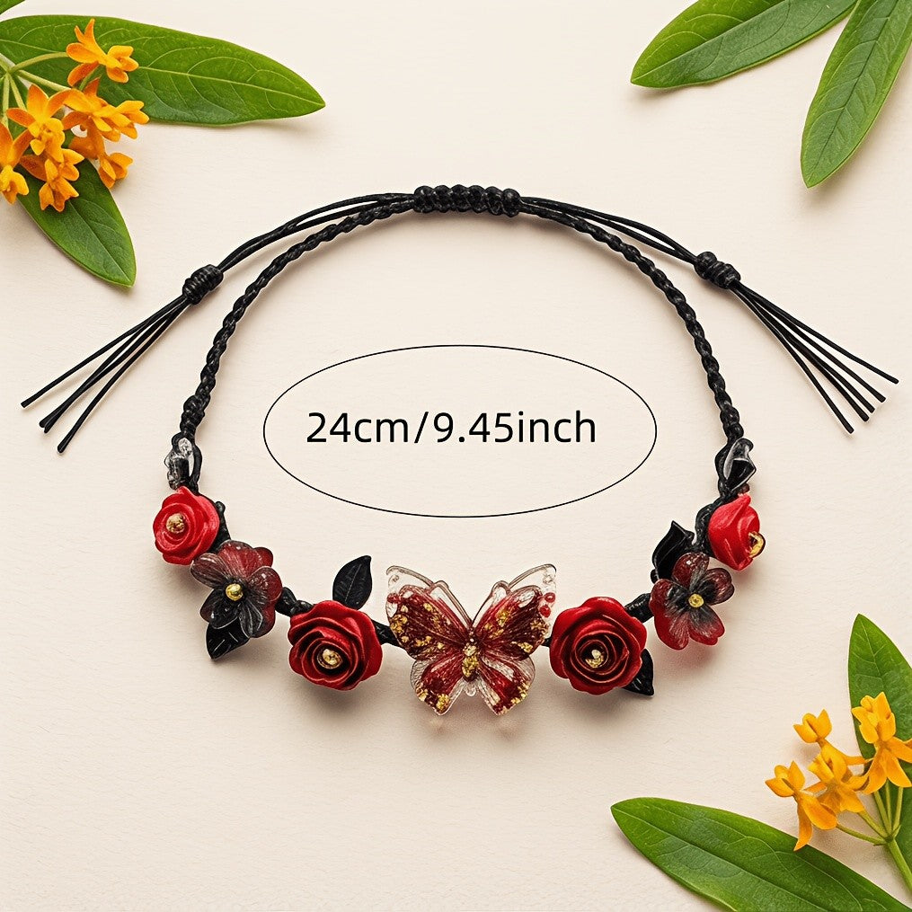 Romantic Red Rose Butterfly Bracelet