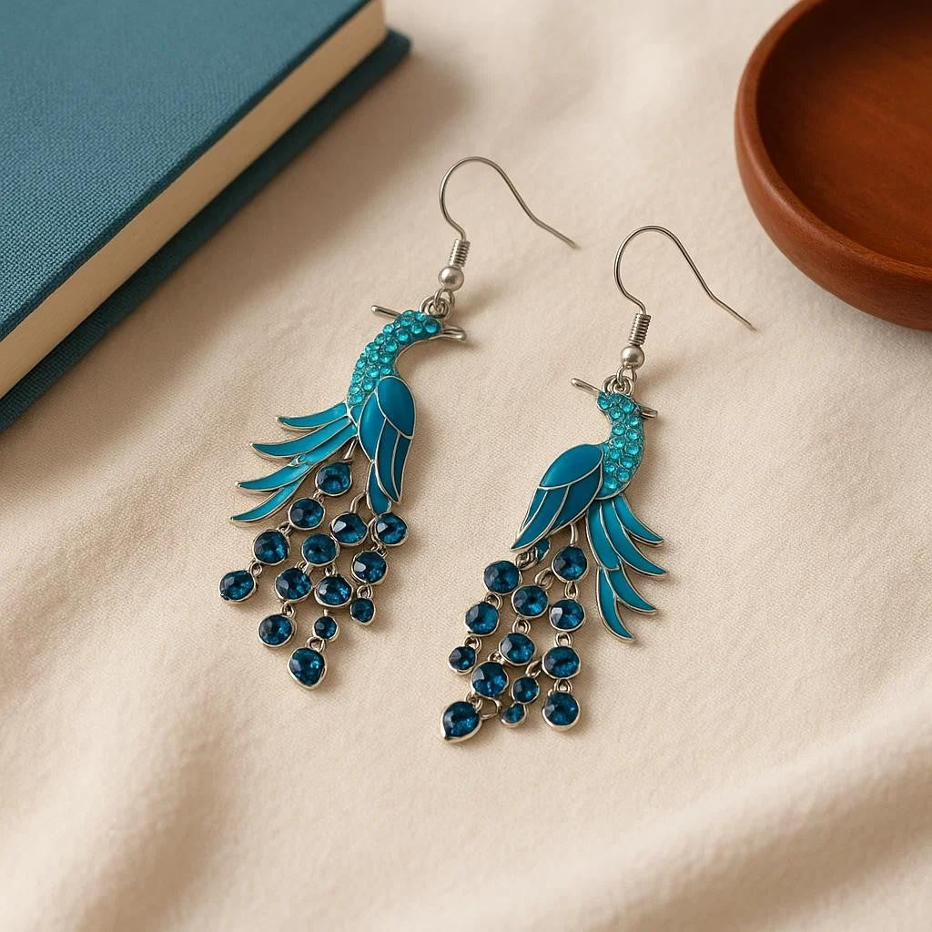 S925 Elegant Peacock Drop Earrings