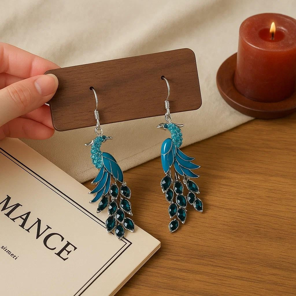 S925 Elegant Peacock Drop Earrings