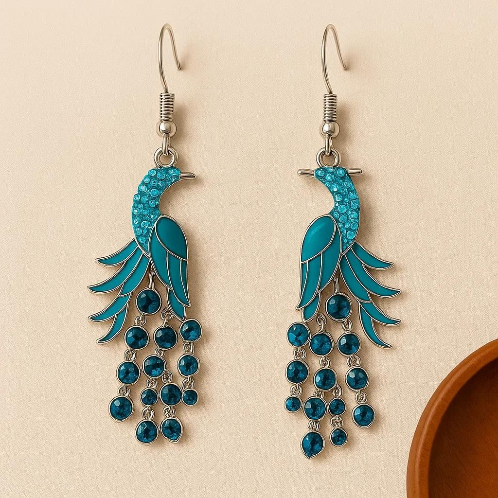 S925 Elegant Peacock Drop Earrings