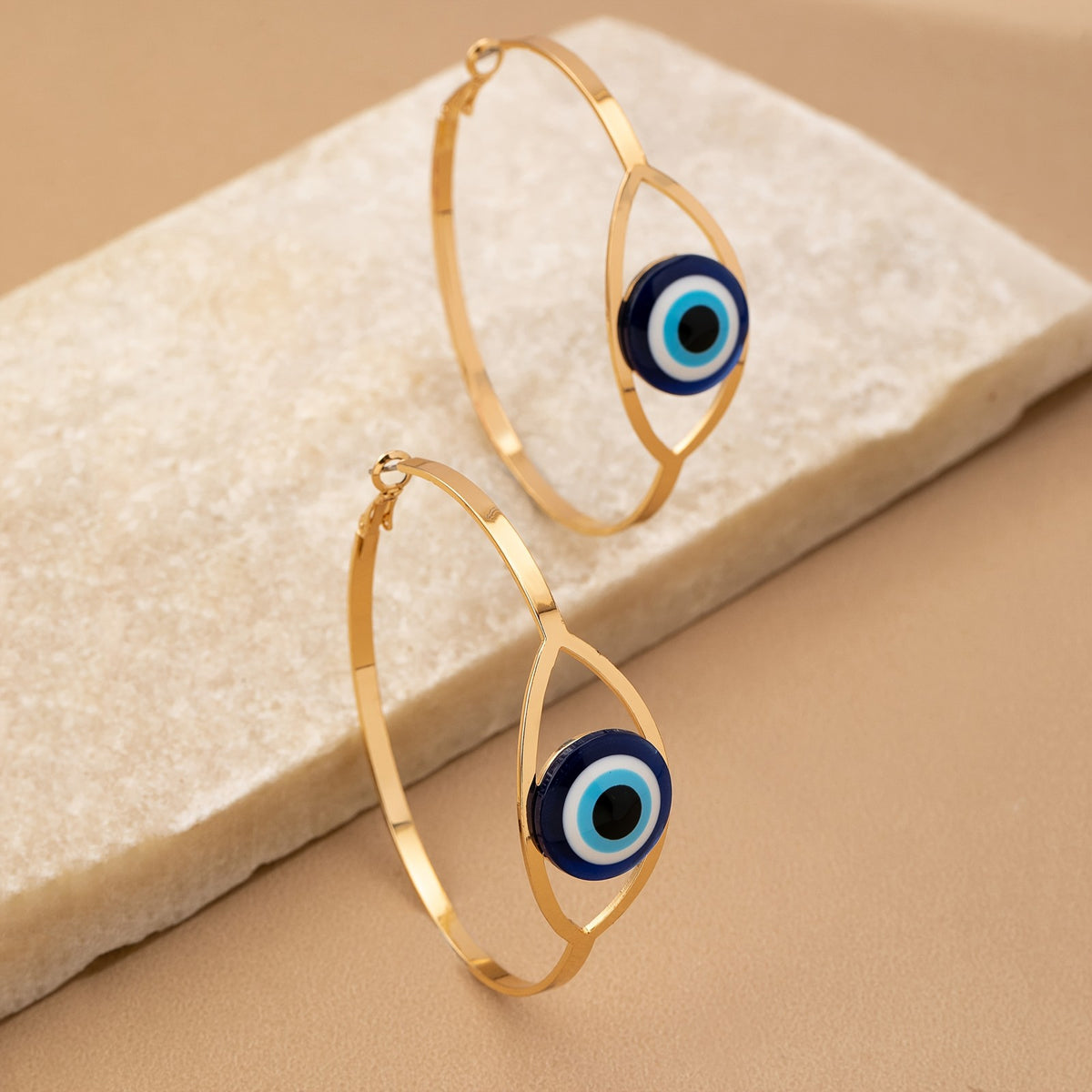 14k Boho Evil Eye Hoop Earrings