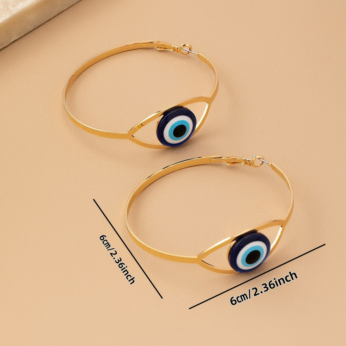 14k Boho Evil Eye Hoop Earrings