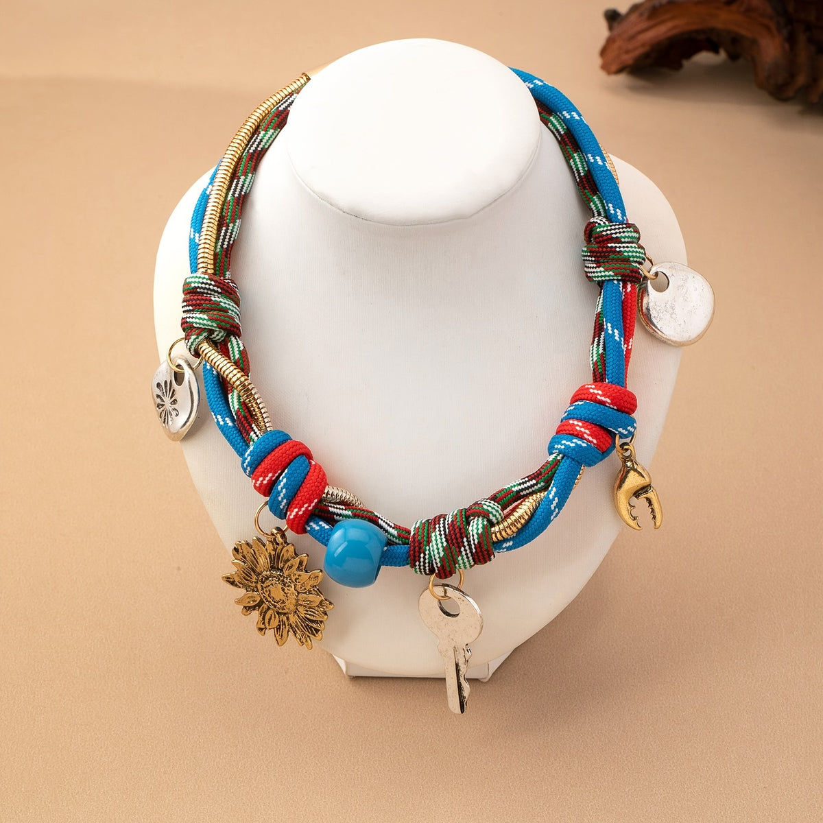 Boho Braided Key Charm Necklace