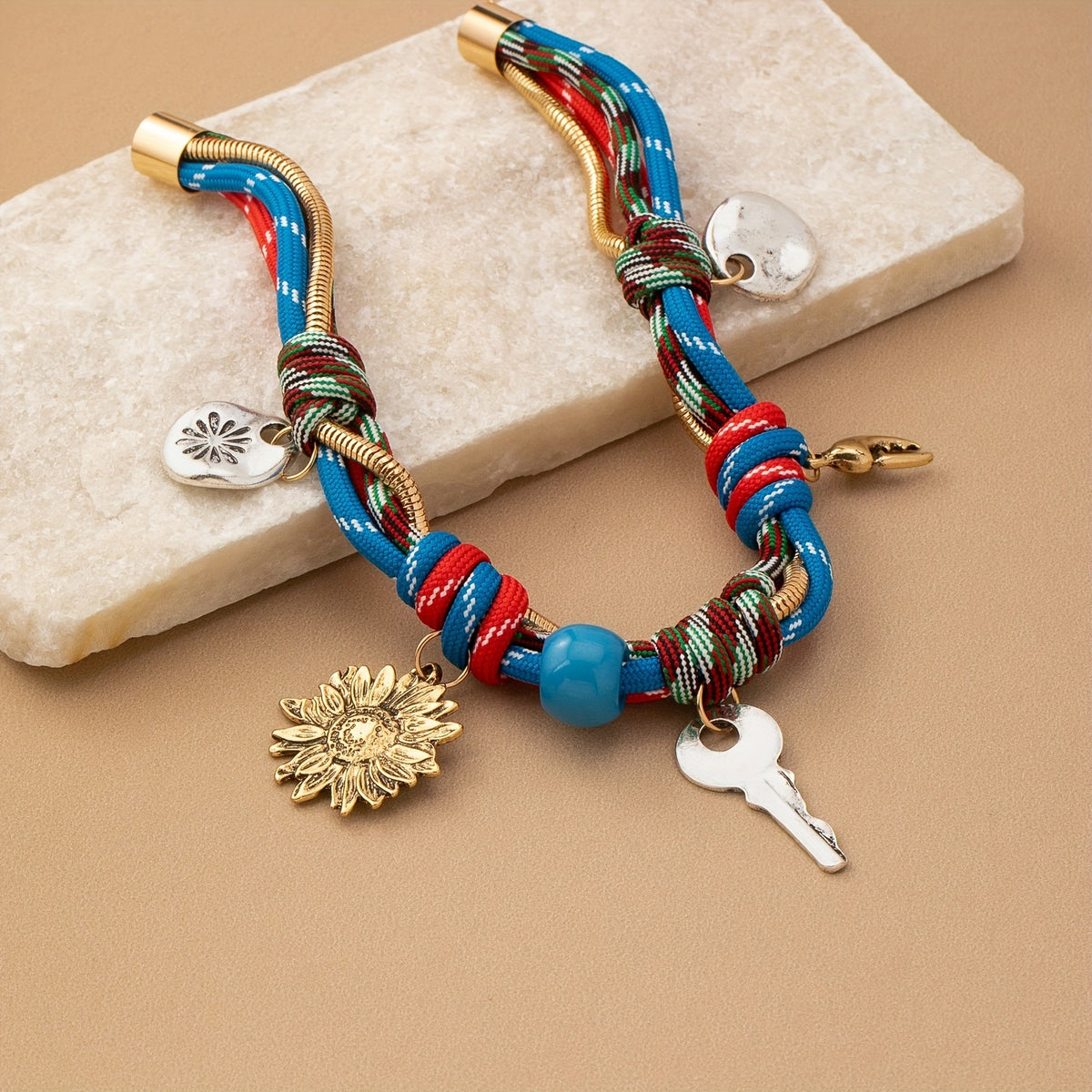 Boho Braided Key Charm Necklace