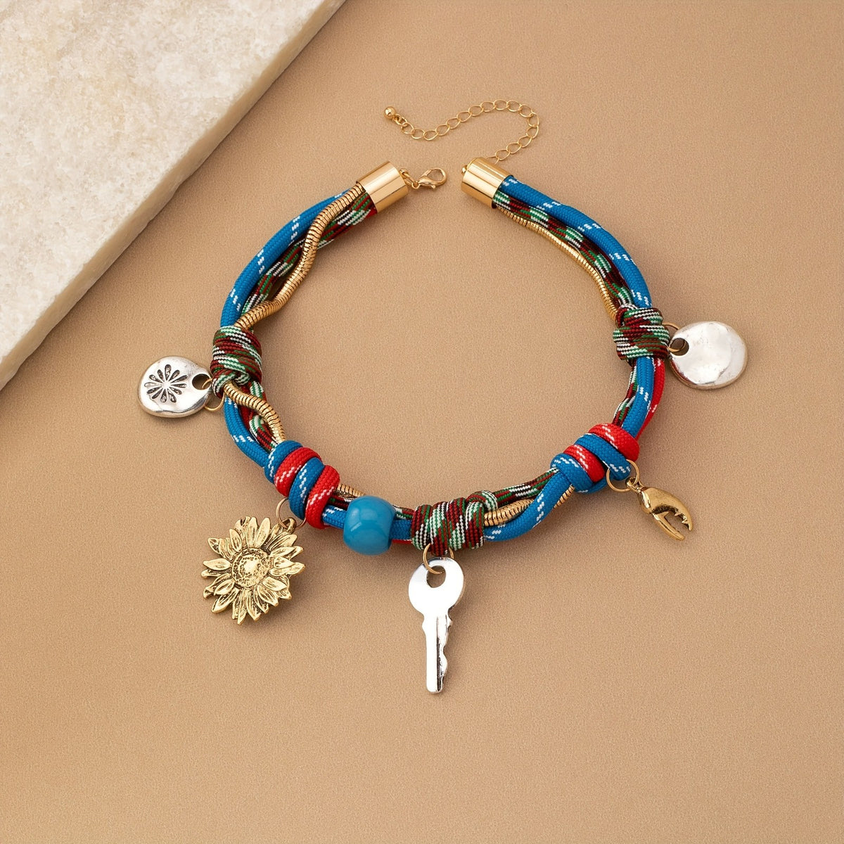 Boho Braided Key Charm Necklace