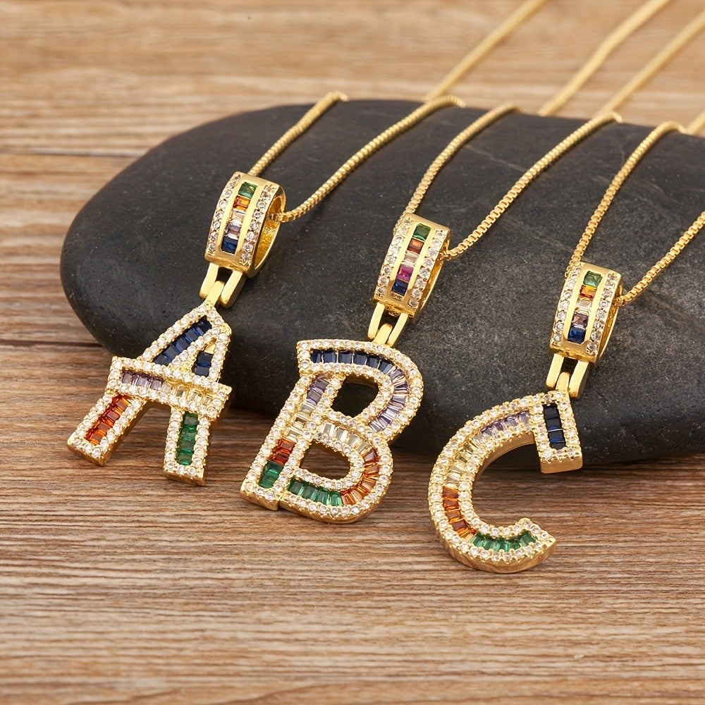 Classy Rainbow Initial Letter Necklace