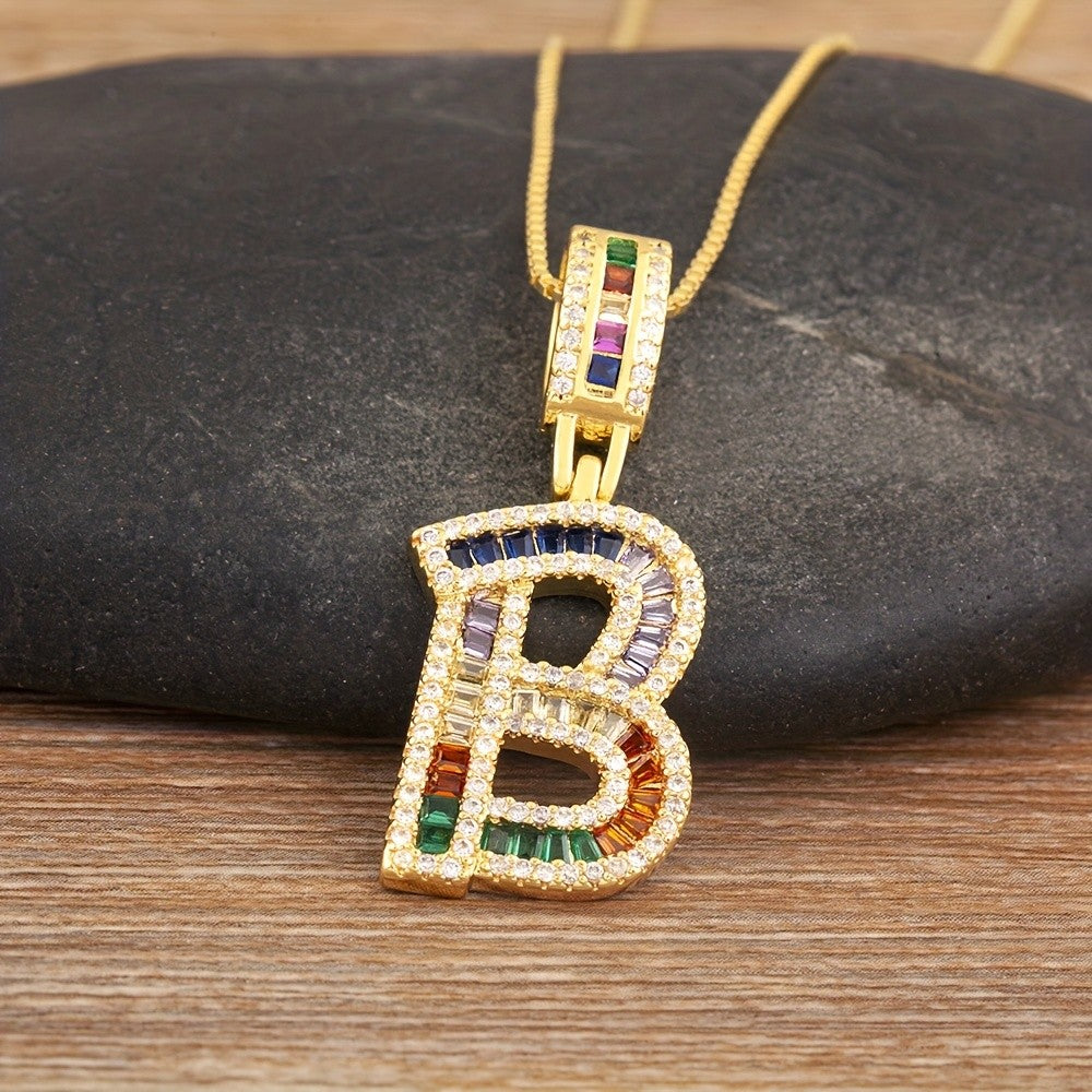 Classy Rainbow Initial Letter Necklace