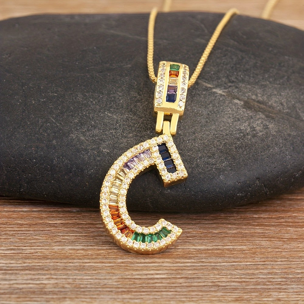 Classy Rainbow Initial Letter Necklace