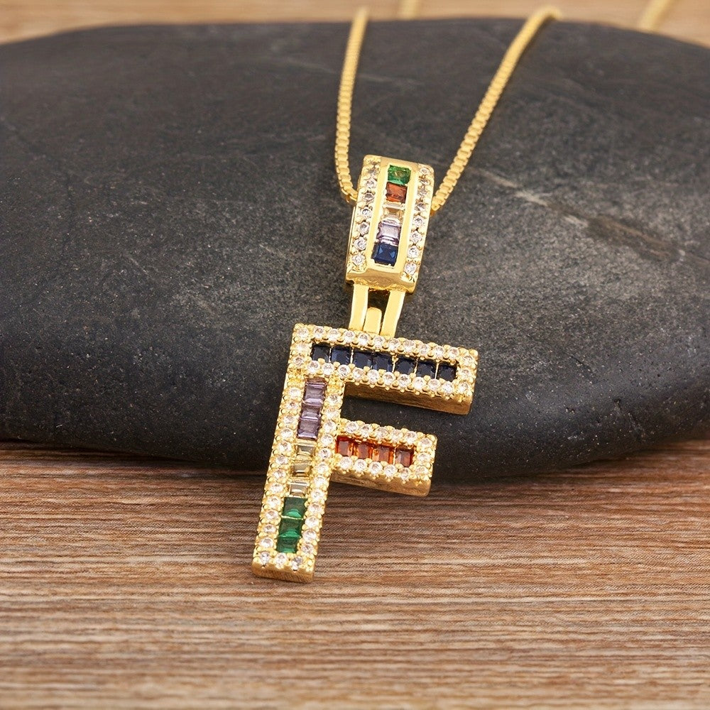 Classy Rainbow Initial Letter Necklace