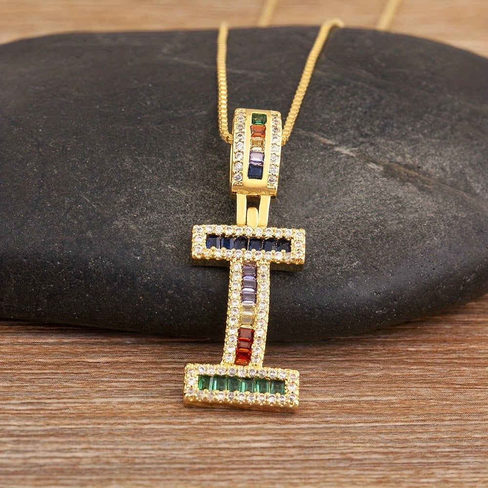 Classy Rainbow Initial Letter Necklace