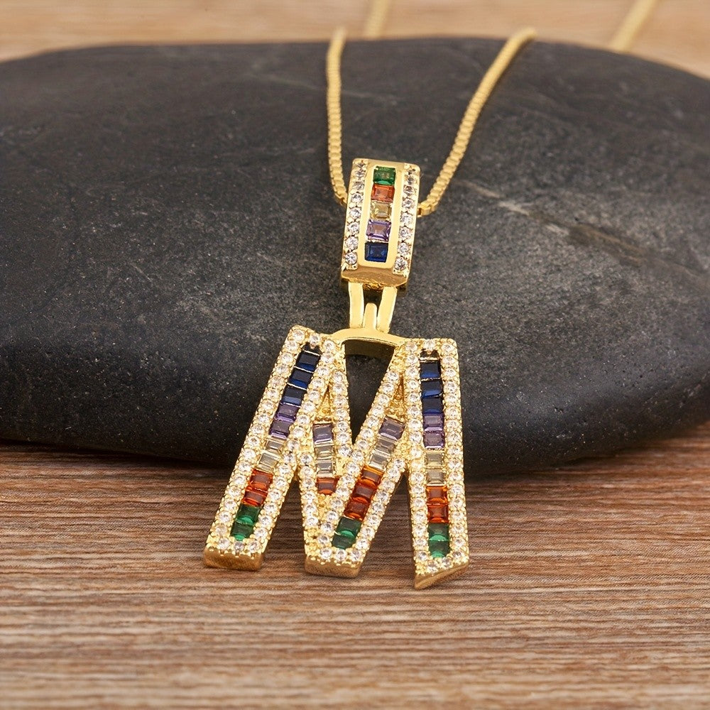 Classy Rainbow Initial Letter Necklace