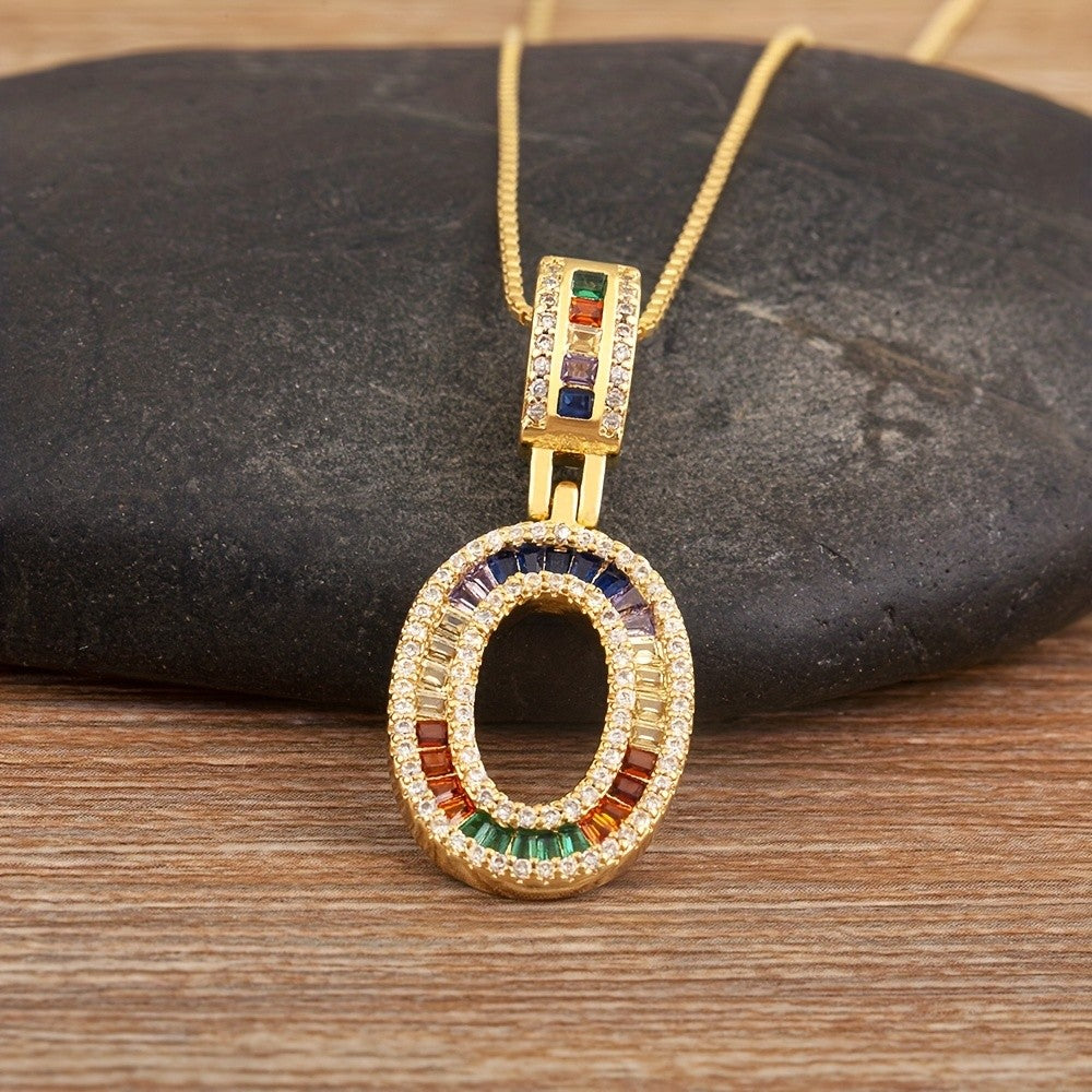Classy Rainbow Initial Letter Necklace