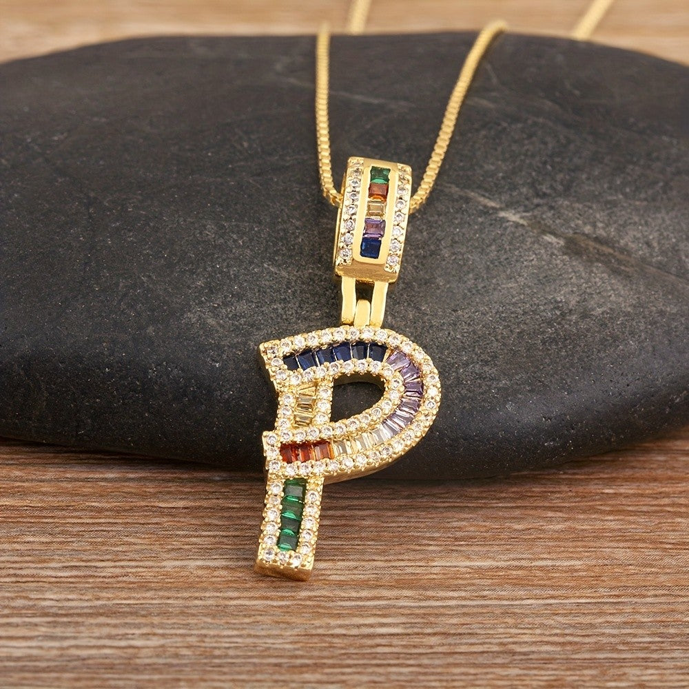 Classy Rainbow Initial Letter Necklace