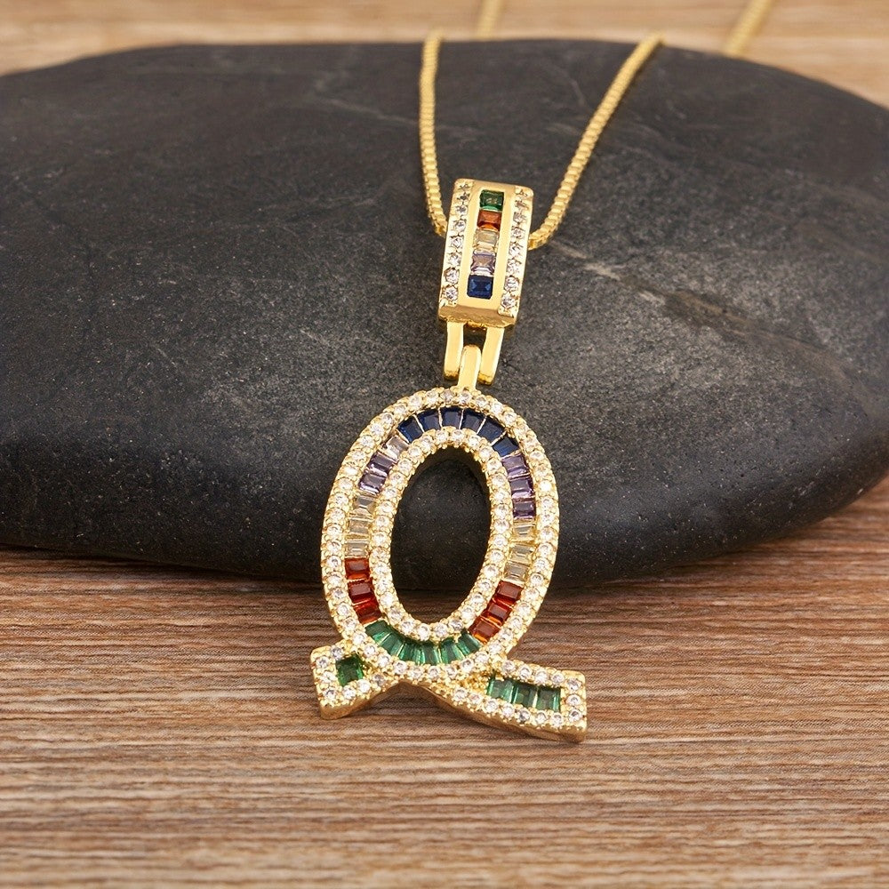 Classy Rainbow Initial Letter Necklace