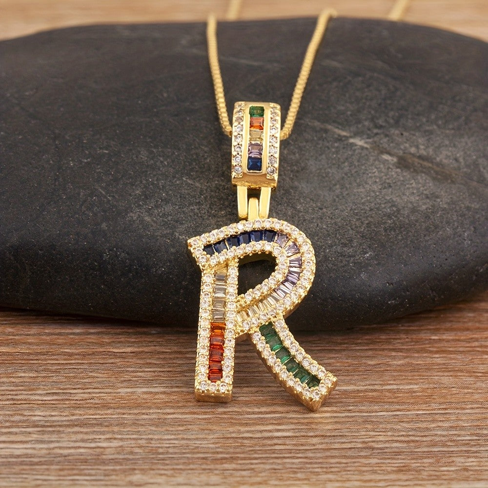 Classy Rainbow Initial Letter Necklace
