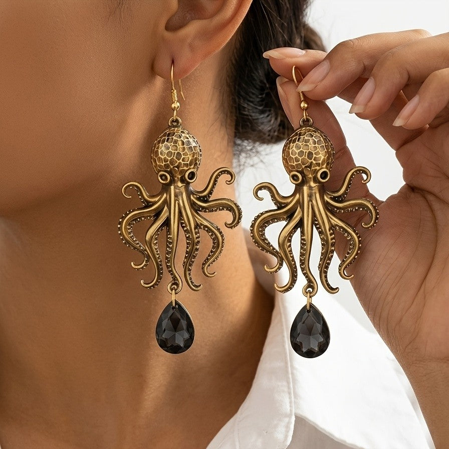Vintage Octopus Drop Earrings