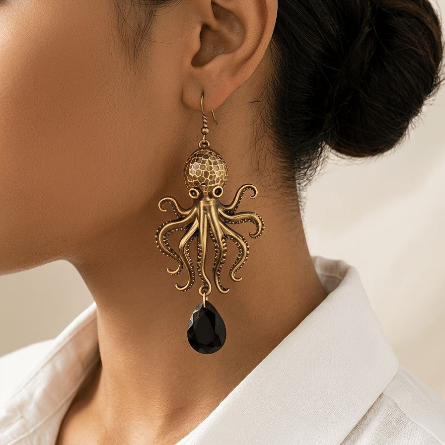 Vintage Octopus Drop Earrings