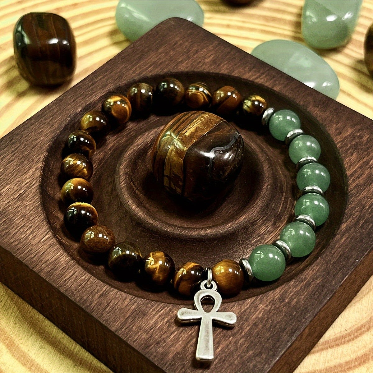 Boho Tiger Eye Ankh Bracelet