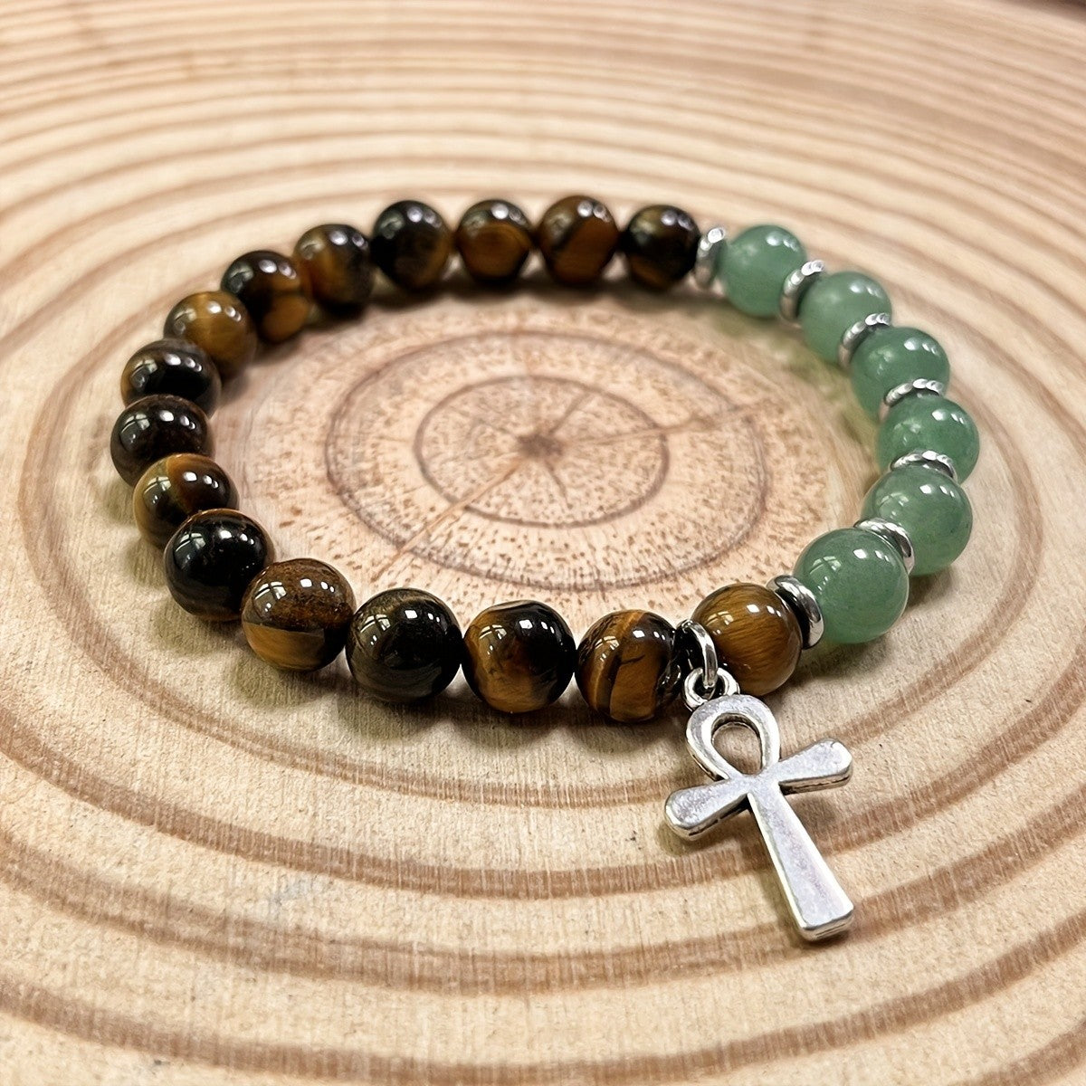 Boho Tiger Eye Ankh Bracelet