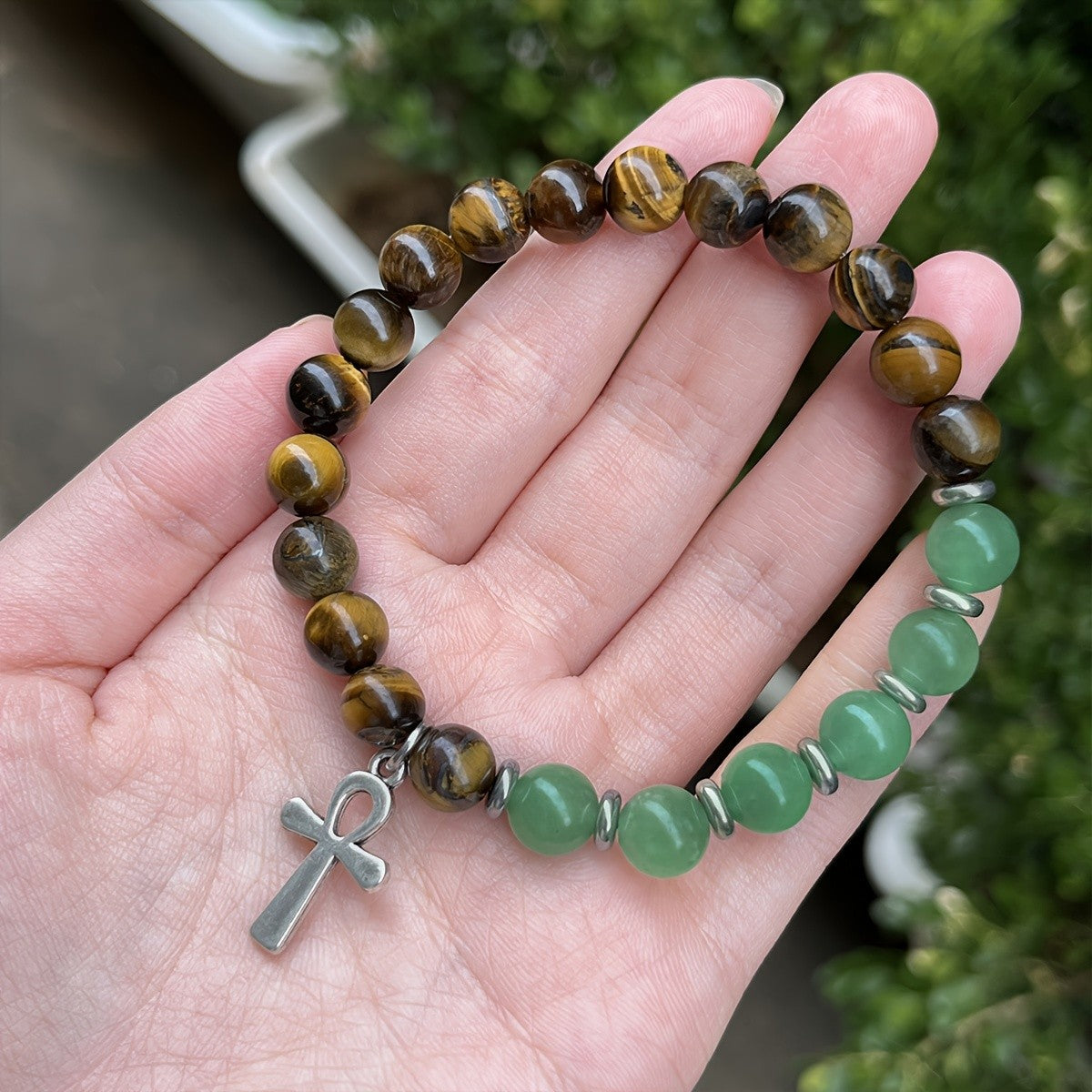 Boho Tiger Eye Ankh Bracelet