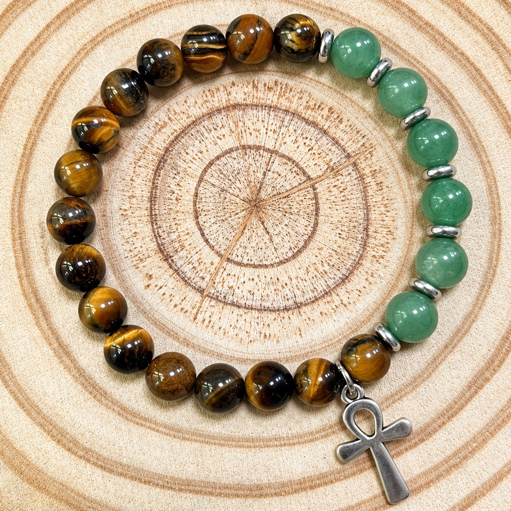 Boho Tiger Eye Ankh Bracelet