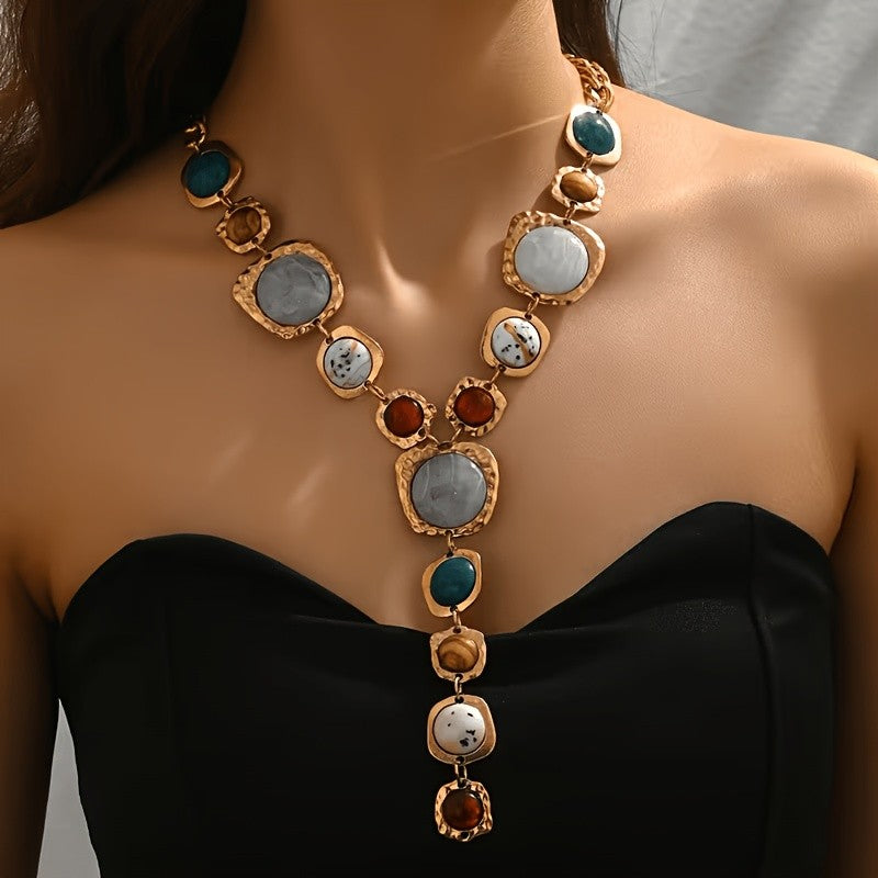 Boho Vintage Multi-Stone Y-Necklace