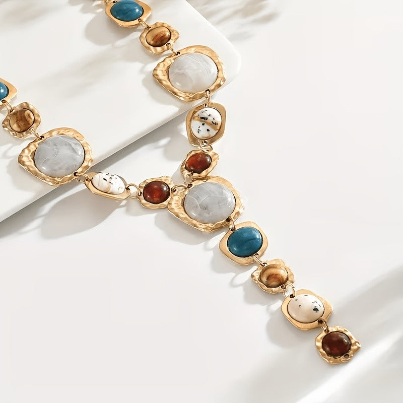 Boho Vintage Multi-Stone Y-Necklace