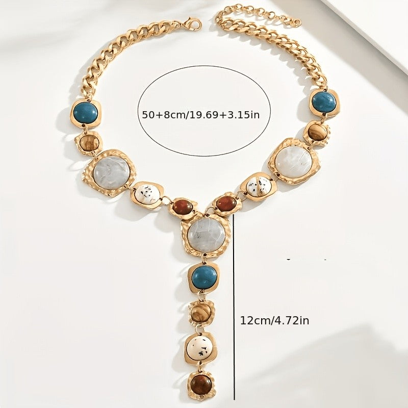 Boho Vintage Multi-Stone Y-Necklace